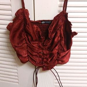 Cute Burgundy Cropped Top NWOT